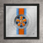 Porsche 911 art print – Racing Fuchs Gulf – limited edition collectible on aluminium