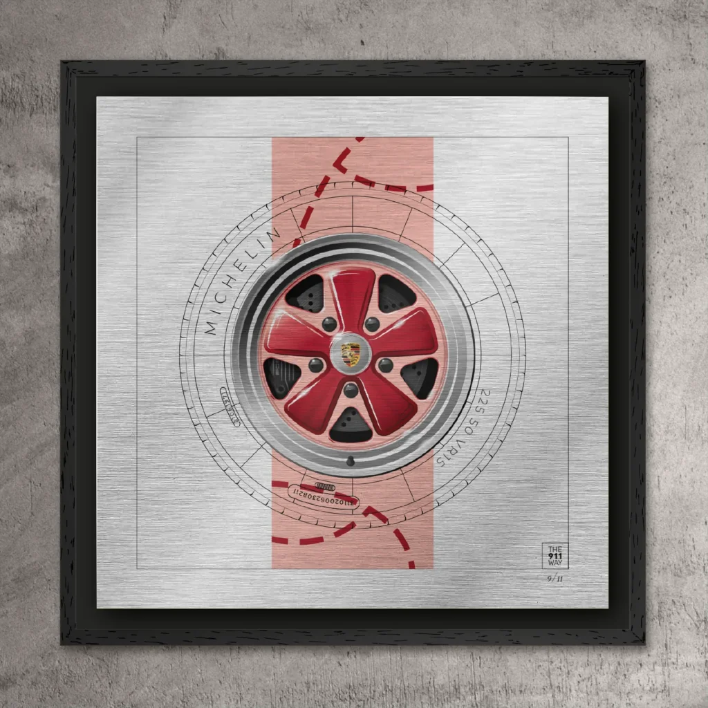 Porsche 911 art print – Racing Fuchs Pink Pig – limited edition collectible on aluminium