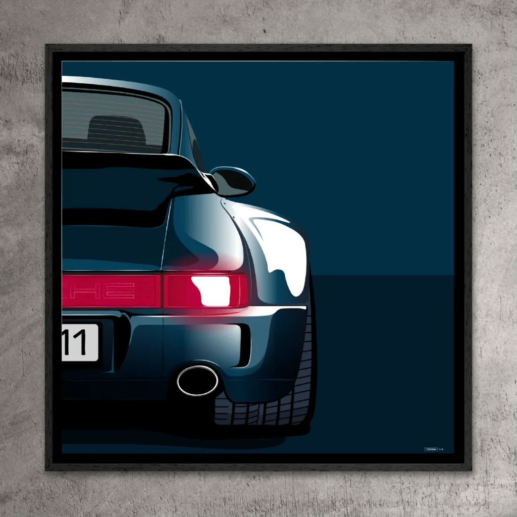 Porsche 911 art print – Outlaw Night – collectible piece with dramatic lighting