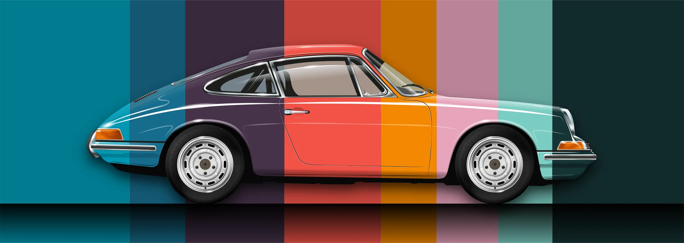 Porsche 911 art print – Outlaw Night – collectible piece Inspired by Paul Smith's intervention on the 911