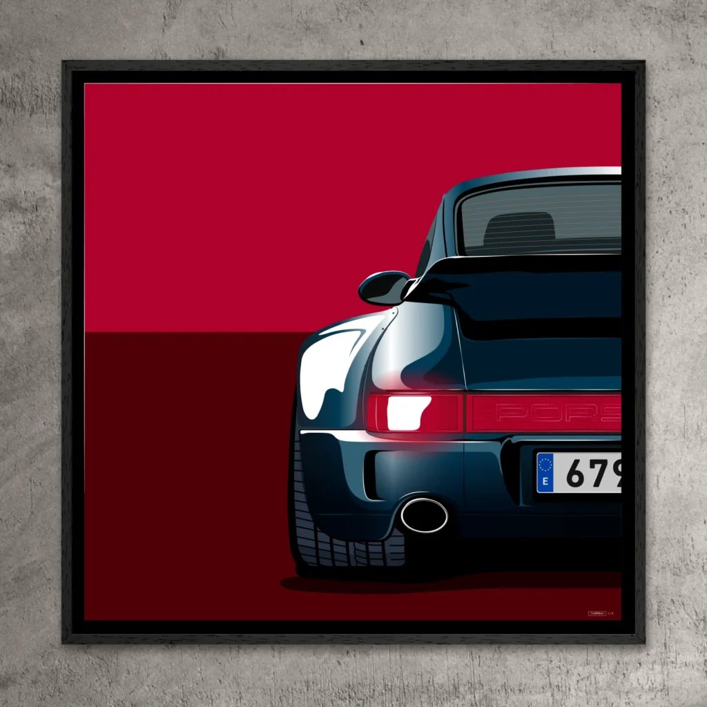 Porsche 911 art print – Outlaw Pause – collectible piece with dramatic lighting